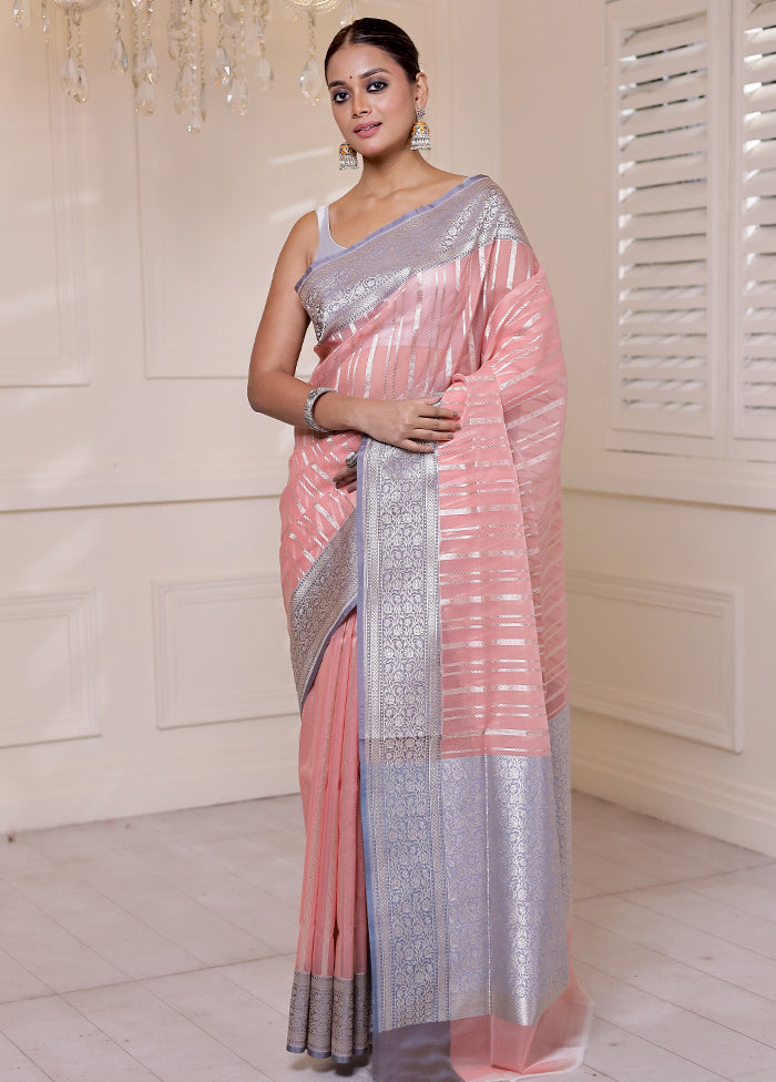 Pink Organza Saree With Blouse Piece