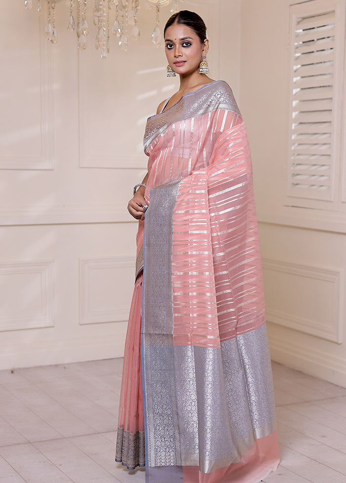 Pink Organza Saree With Blouse Piece