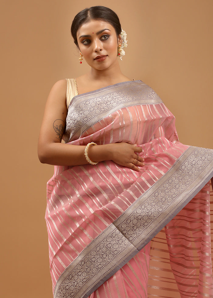 Pink Organza Saree With Blouse Piece