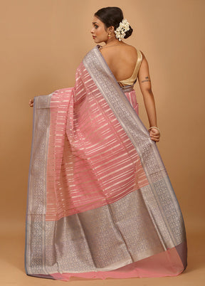 Pink Organza Saree With Blouse Piece