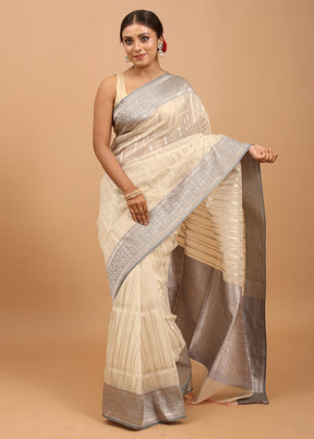 White Organza Saree With Blouse Piece