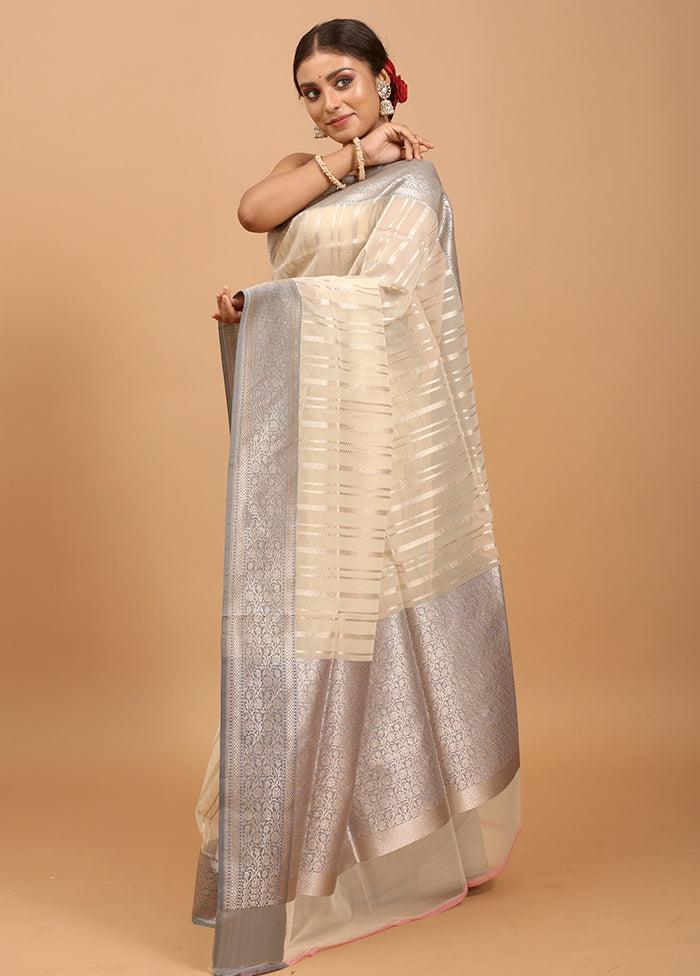 White Organza Saree With Blouse Piece