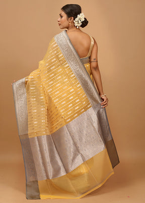 Yellow Organza Saree With Blouse Piece