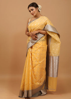 Yellow Organza Saree With Blouse Piece