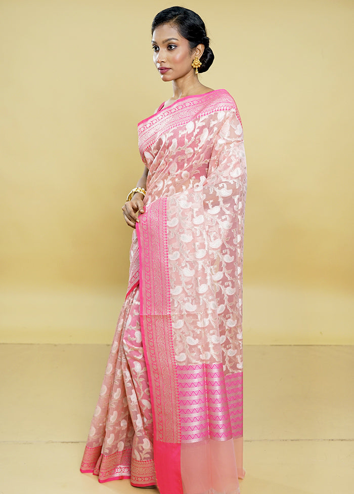 Pink Organza Saree With Blouse Piece