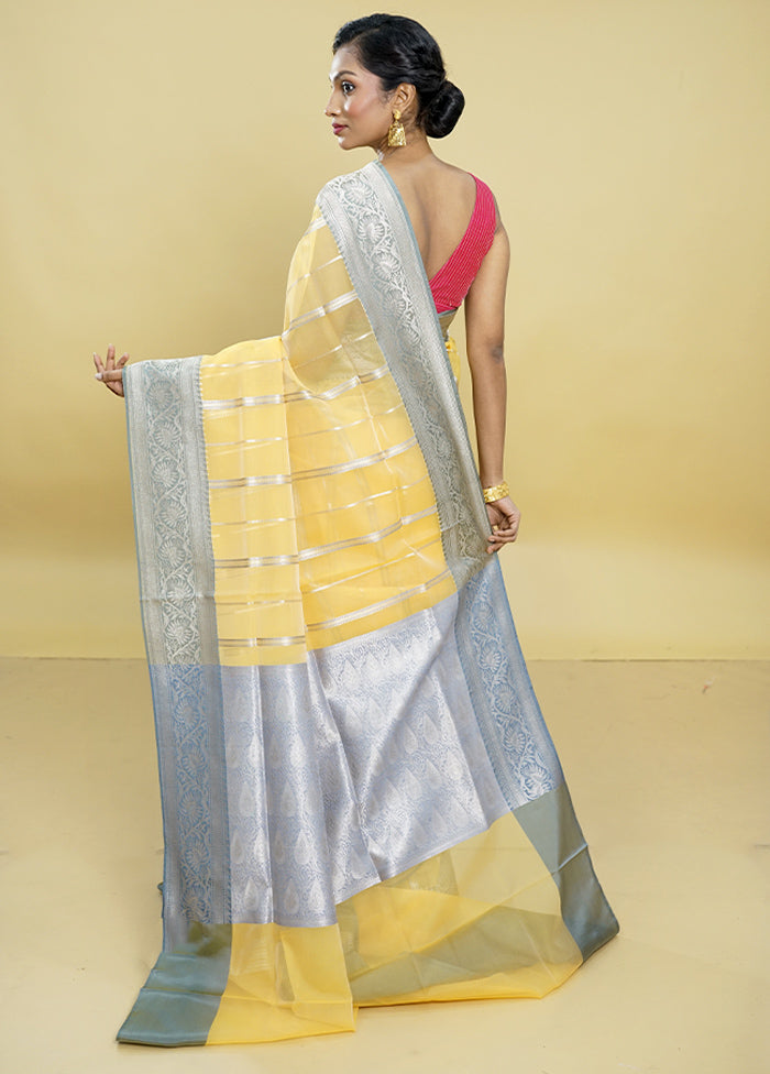 Yellow Organza Saree With Blouse Piece