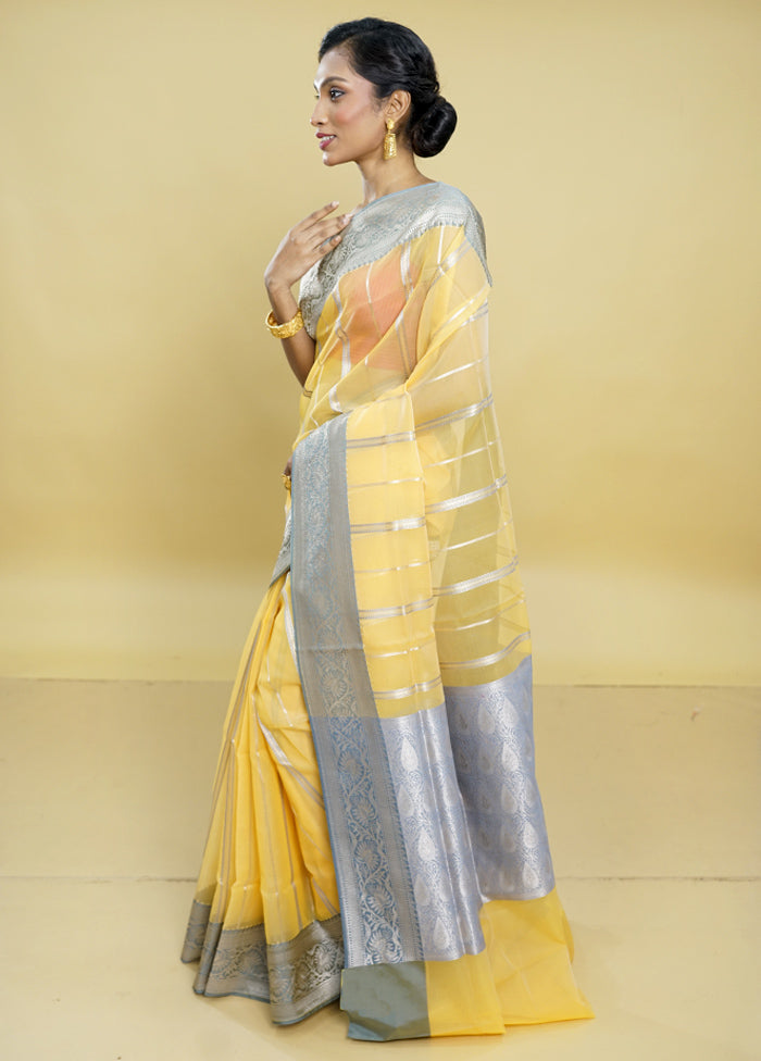 Yellow Organza Saree With Blouse Piece