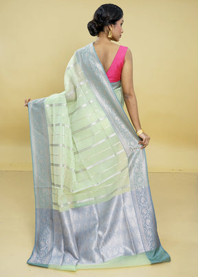 Green Organza Saree With Blouse Piece