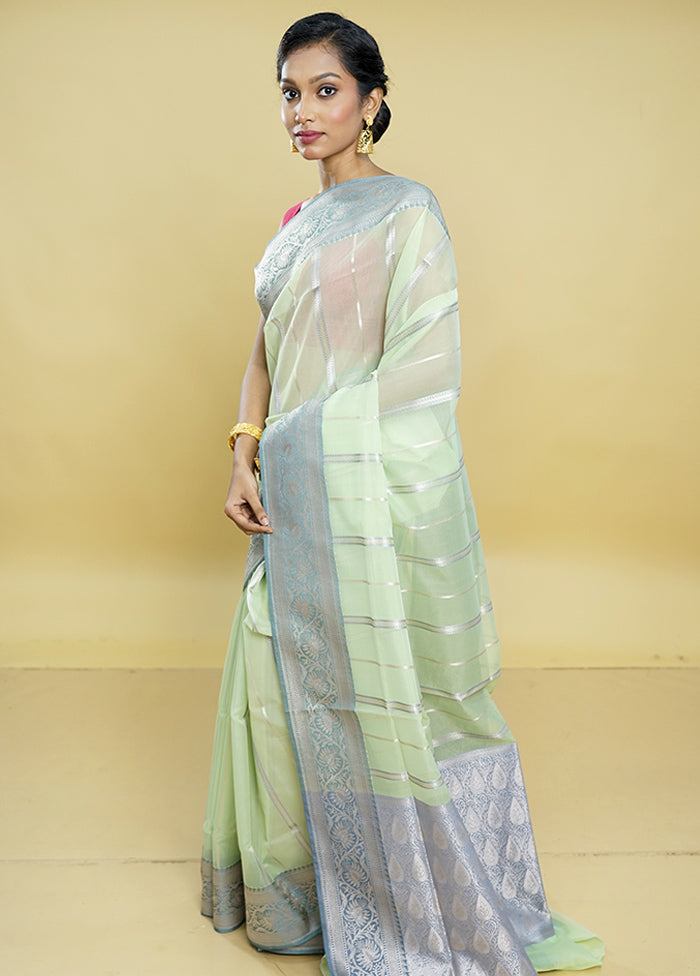 Green Organza Saree With Blouse Piece