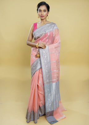 Pink Organza Saree With Blouse Piece