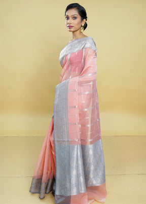 Pink Organza Saree With Blouse Piece