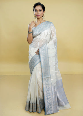 White Organza Saree With Blouse Piece