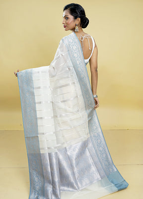 White Organza Saree With Blouse Piece