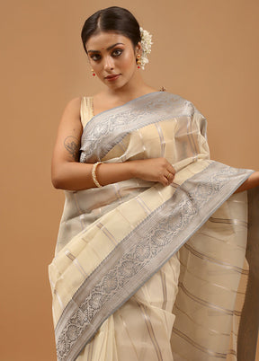 White Organza Saree With Blouse Piece