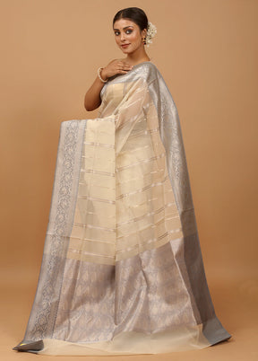 White Organza Saree With Blouse Piece