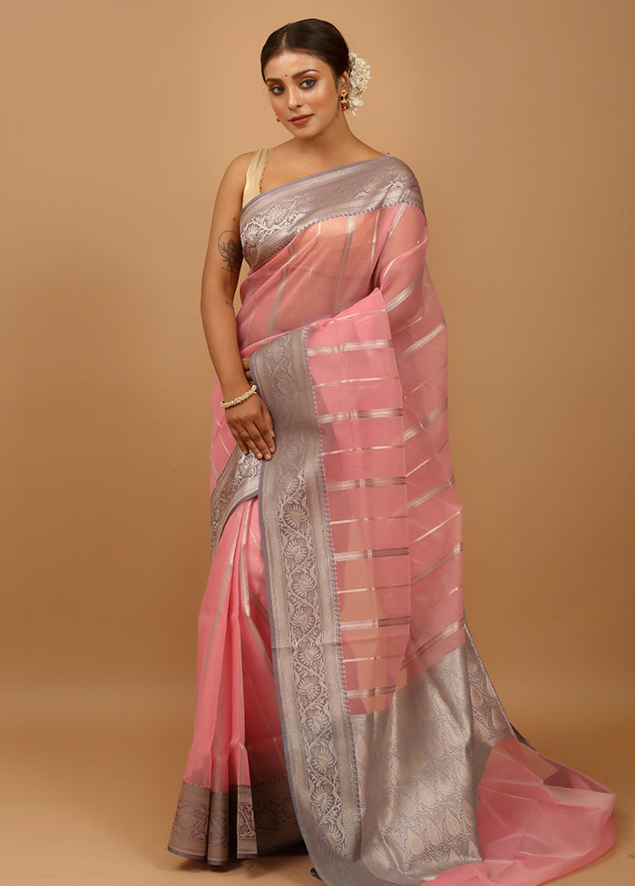 Pink Organza Saree With Blouse Piece