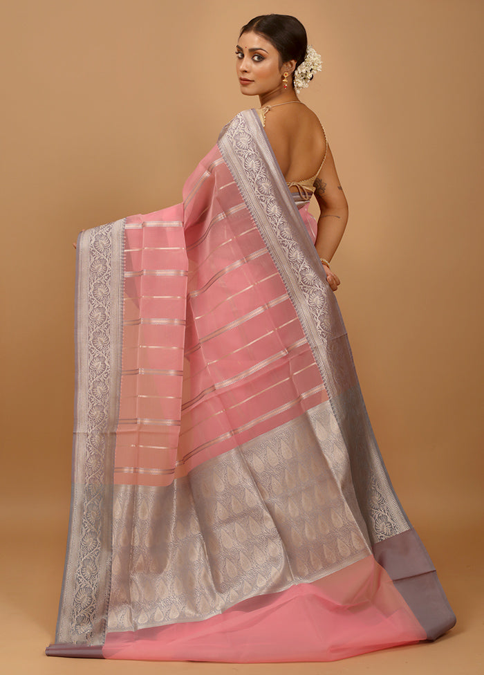 Pink Organza Saree With Blouse Piece