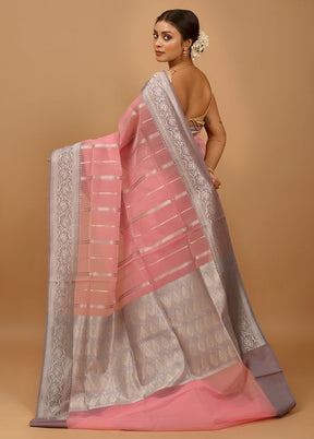 Pink Organza Saree With Blouse Piece