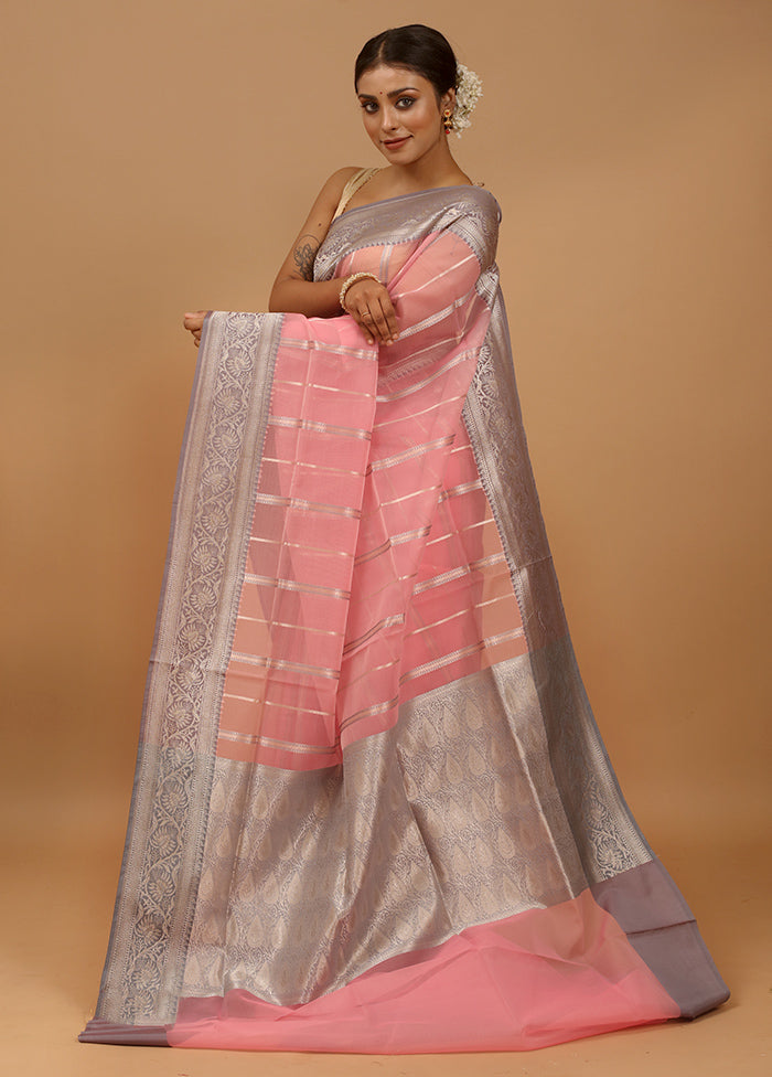 Pink Organza Saree With Blouse Piece