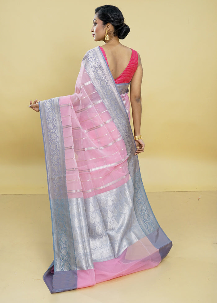 Pink Organza Saree With Blouse Piece