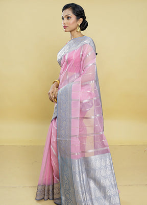 Pink Organza Saree With Blouse Piece