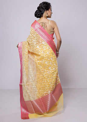 Yellow Organza Saree With Blouse Piece