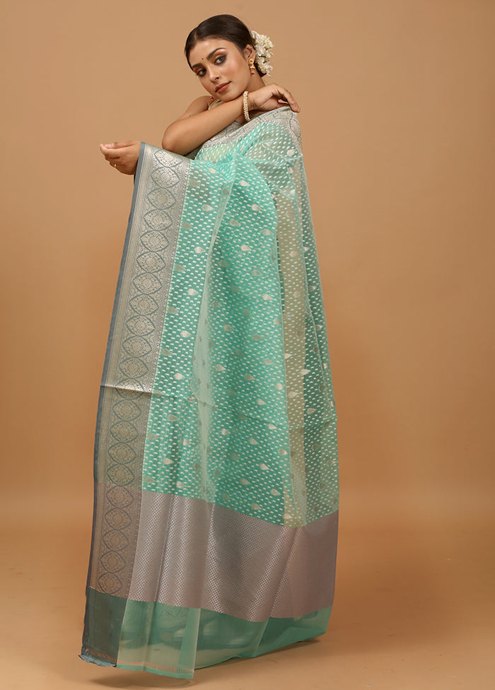 Green Organza Saree With Blouse Piece