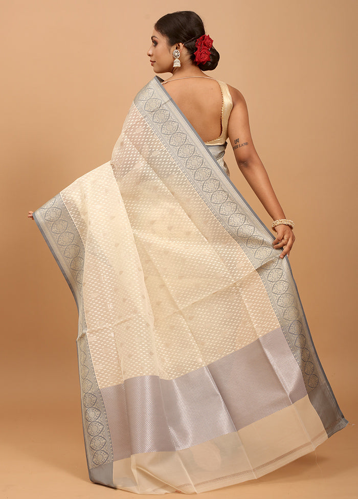 White Organza Saree With Blouse Piece