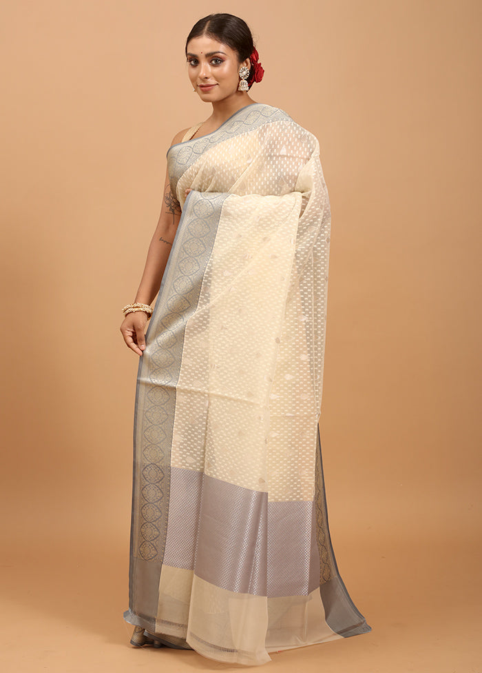 White Organza Saree With Blouse Piece