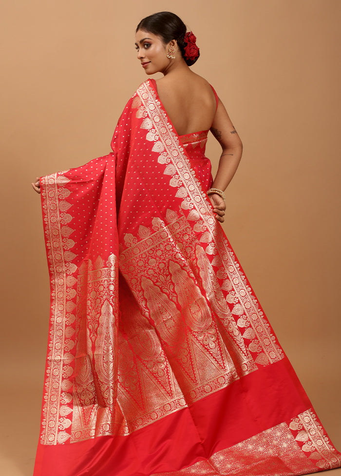 Pink Banarasi Silk Saree With Blouse Piece