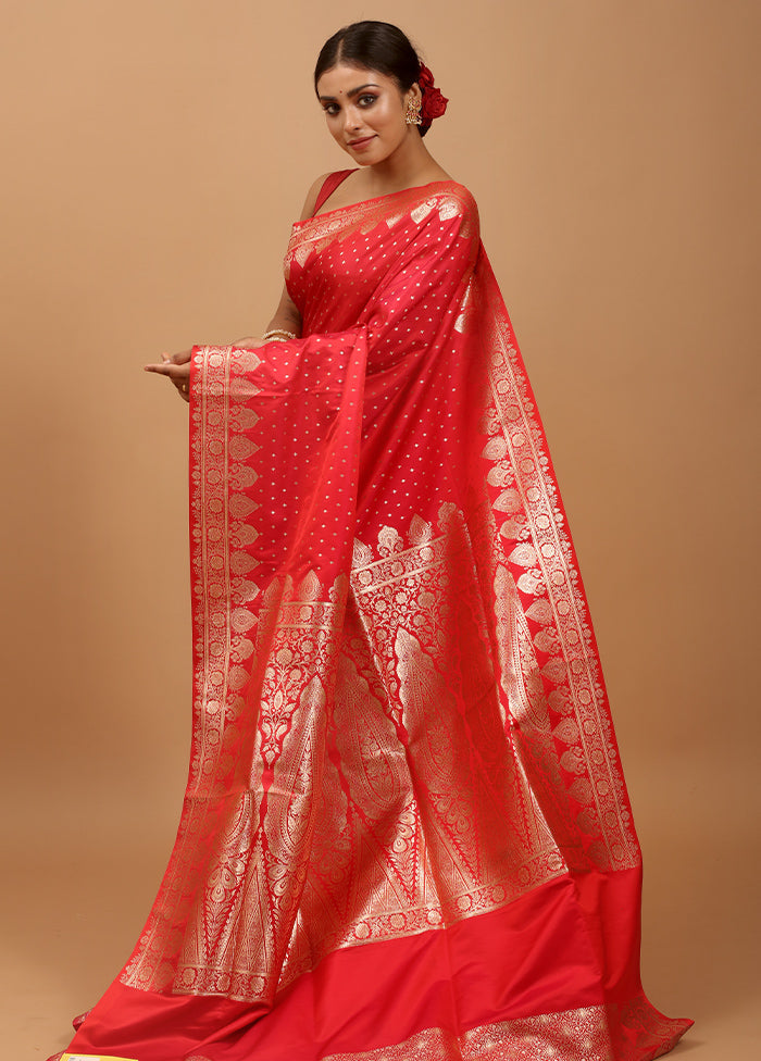 Pink Banarasi Silk Saree With Blouse Piece