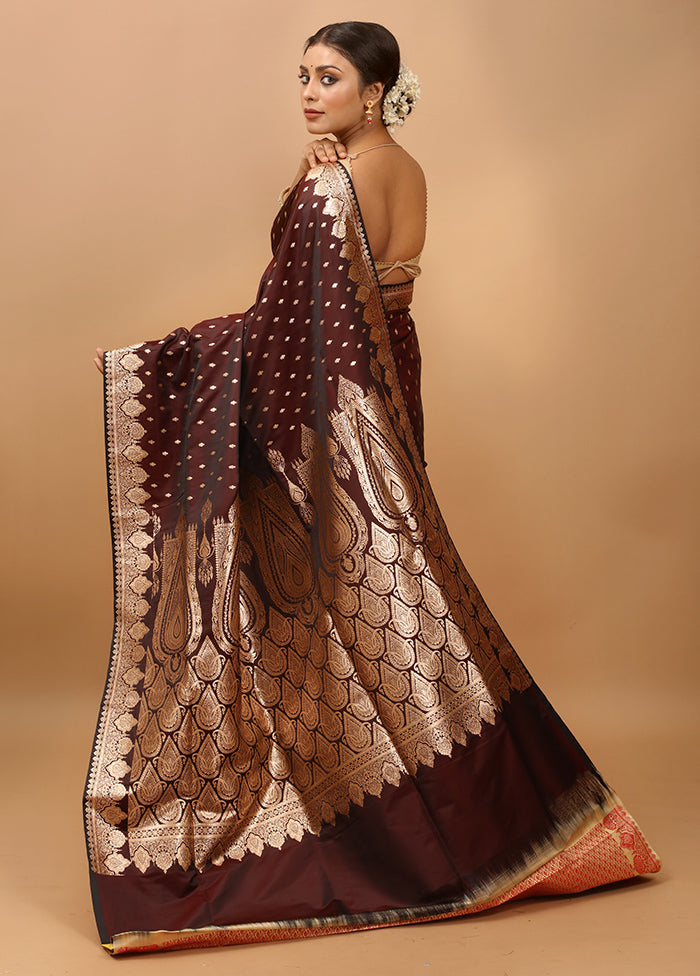 Maroon Banarasi Silk Saree With Blouse Piece