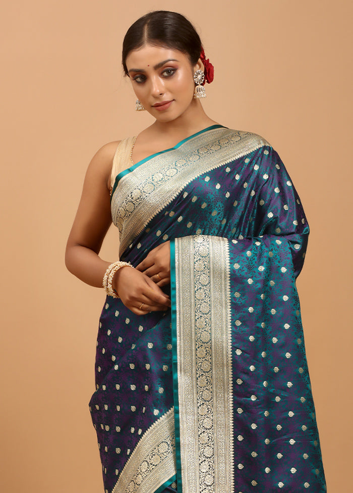 Blue Tanchoi Silk Saree With Blouse Piece