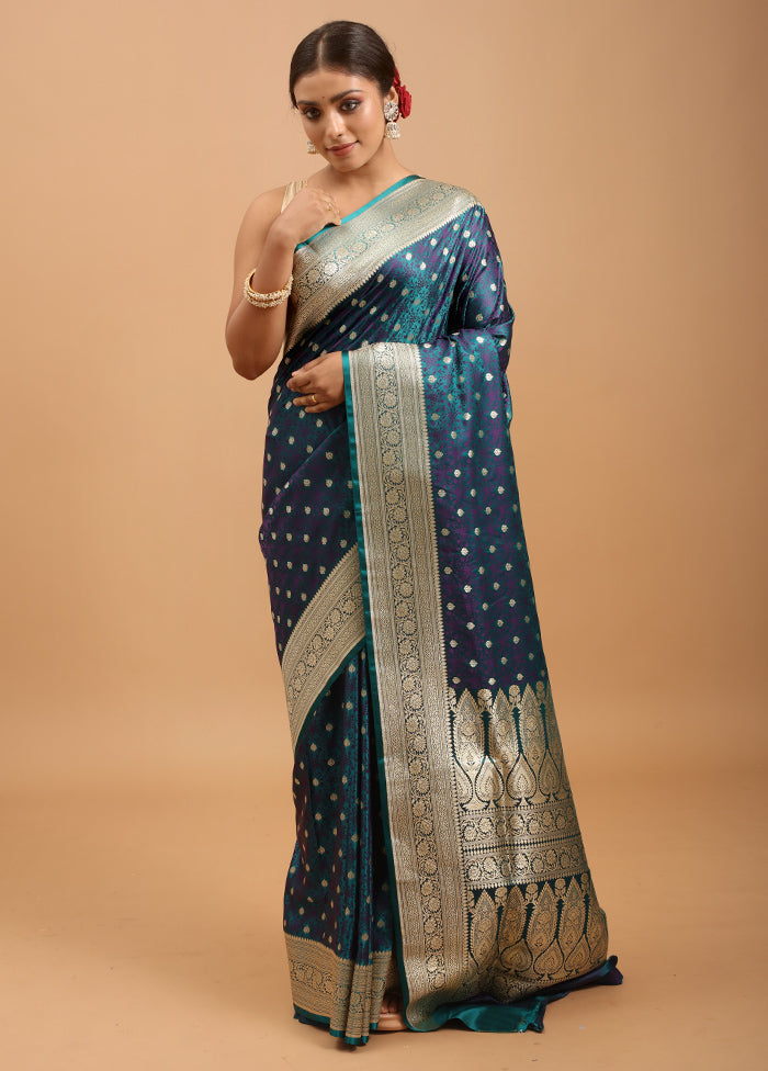 Blue Tanchoi Silk Saree With Blouse Piece