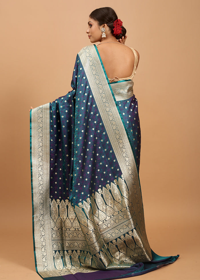 Blue Tanchoi Silk Saree With Blouse Piece