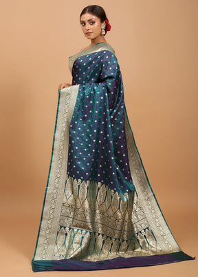 Blue Tanchoi Silk Saree With Blouse Piece