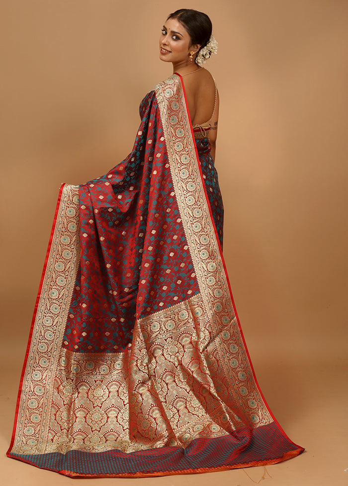 Maroon Tanchoi Silk Saree With Blouse Piece