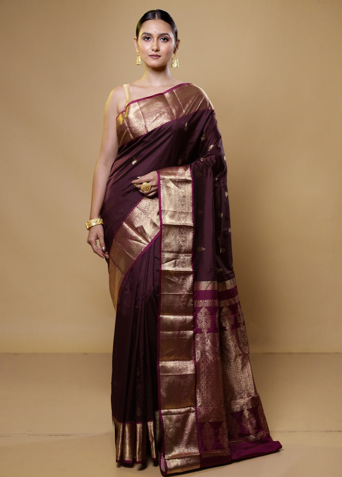 Maroon Kanjivaram Silk Saree With Blouse Piece