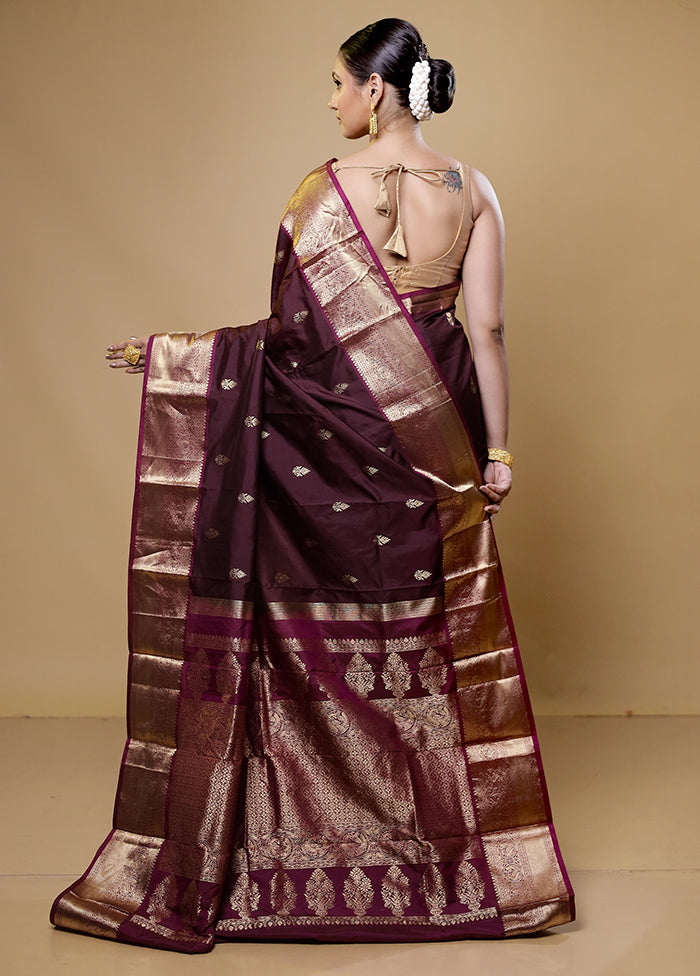 Maroon Kanjivaram Silk Saree With Blouse Piece