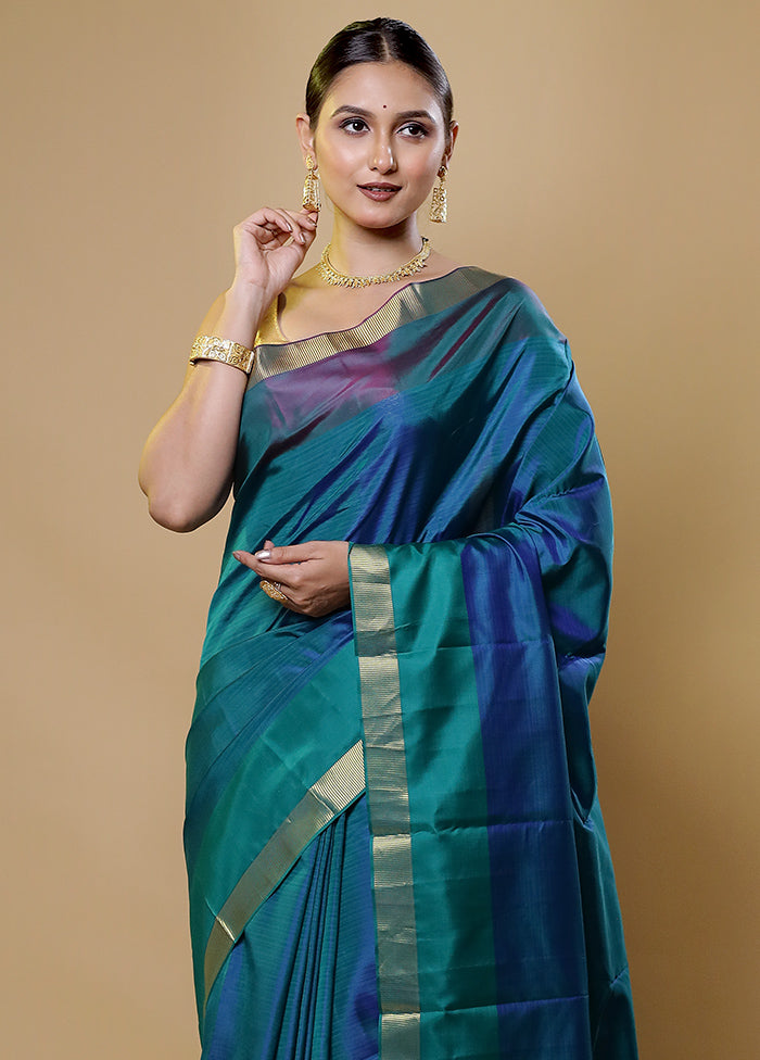 Cream Handloom Kanjivaram Pure Silk Saree With Blouse Piece