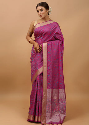 Purple Kanjivaram Silk Saree With Blouse Piece