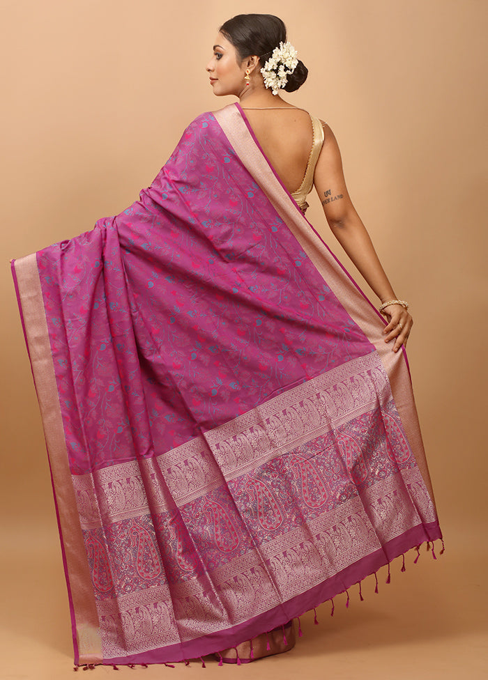 Purple Kanjivaram Silk Saree With Blouse Piece