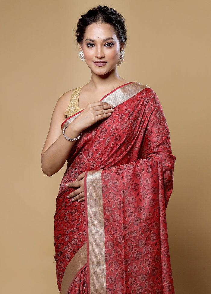 Pink Kanjivaram Silk Saree With Blouse Piece