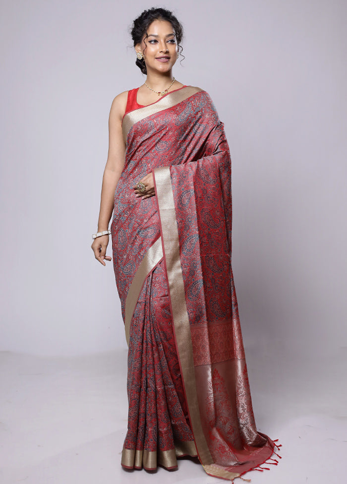 Pink Kanjivaram Silk Saree With Blouse Piece