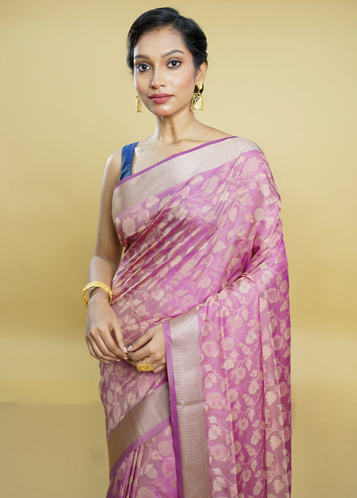 Pink Kanjivaram Silk Saree With Blouse Piece