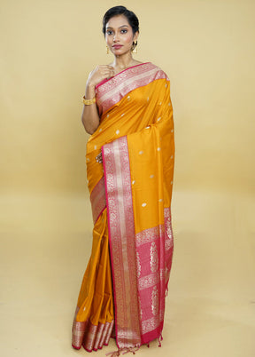 Yellow Kanjivaram Silk Saree With Blouse Piece