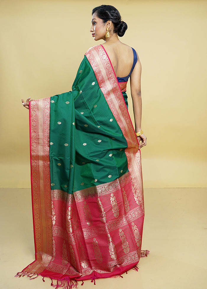 Green Kanjivaram Silk Saree With Blouse Piece