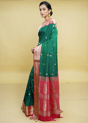 Green Kanjivaram Silk Saree With Blouse Piece