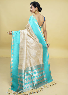 Grey Tussar Silk Saree With Blouse Piece