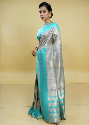 Multicolor Tussar Silk Saree With Blouse Piece